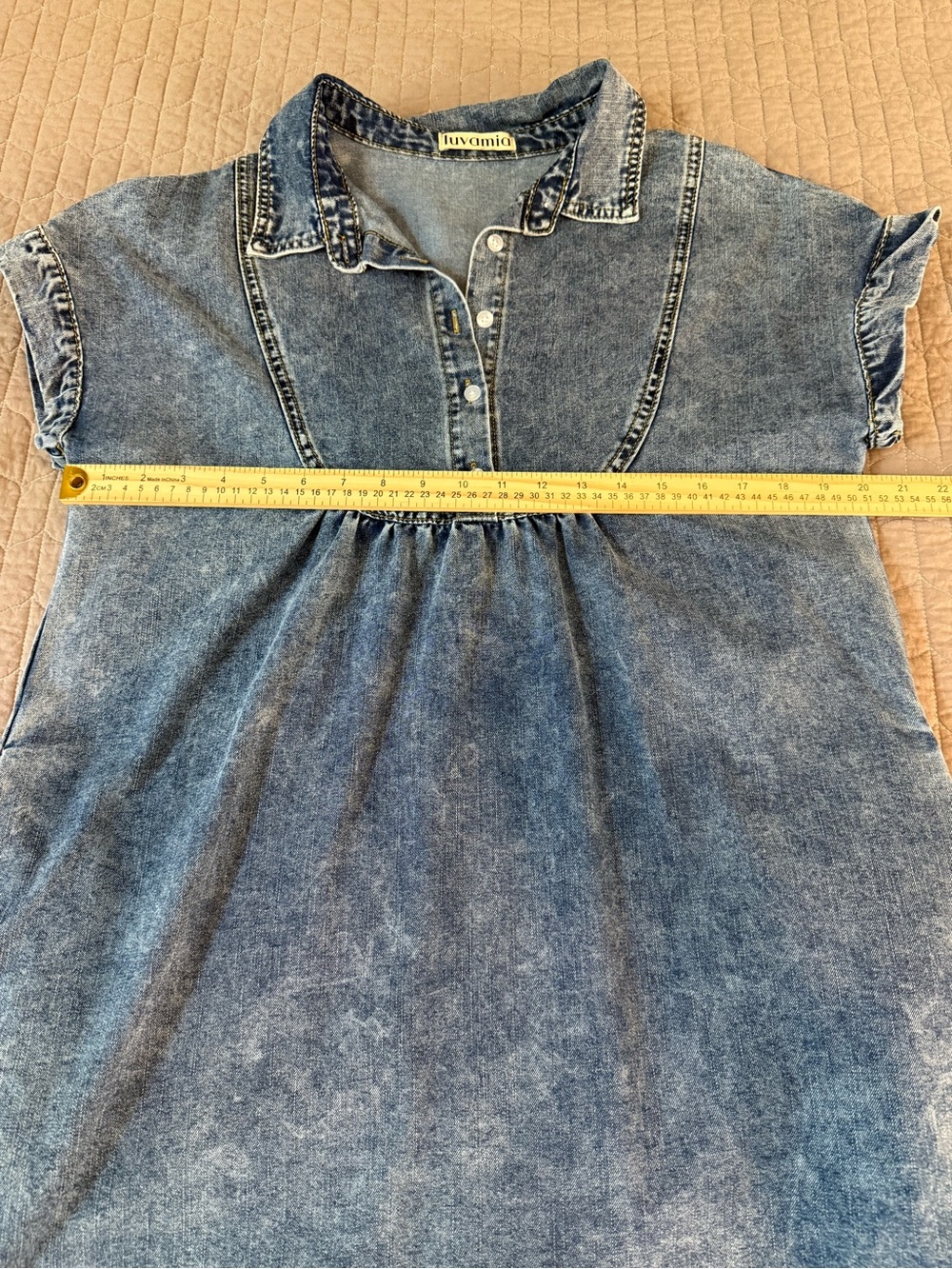 Blue Denim Mini Shirt Dress - Casual Collared Summer Dress - Picture 5 of 9